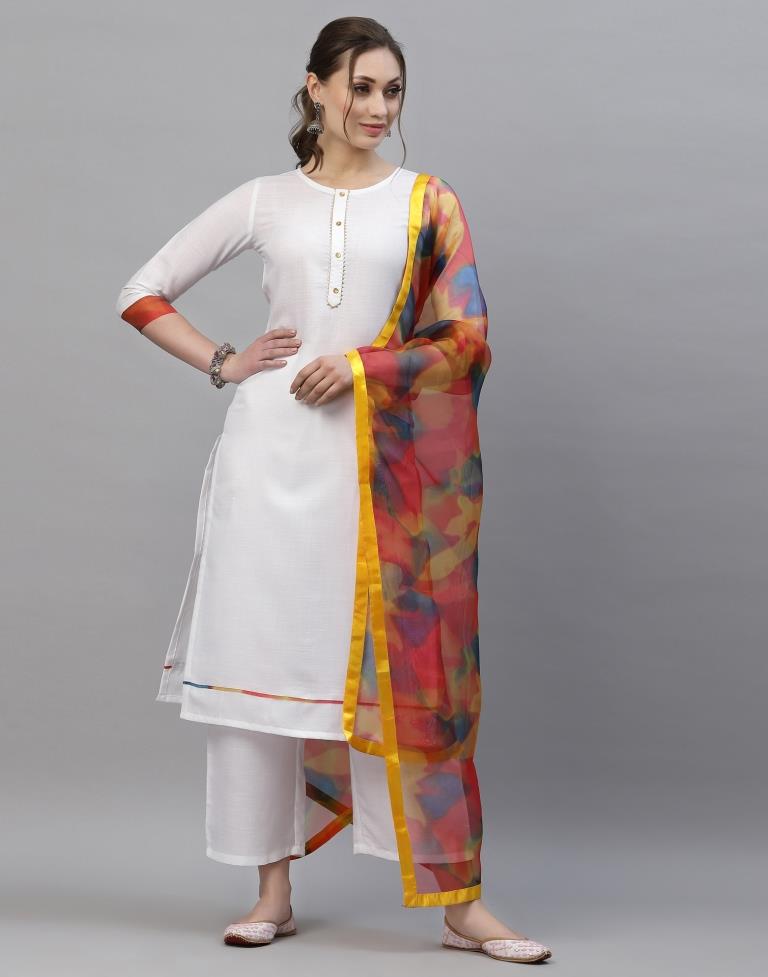 Textured White Kurti and Pants Set – Ten Accents